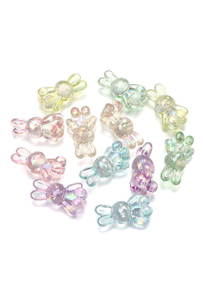 Choice AB Color 30pcs/lot Acrylic Cartoon Rabbit Beads 24x14mm Colorful Acryl...