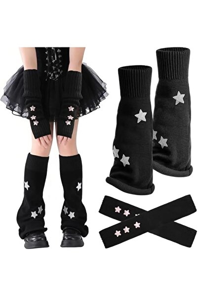 YRQX Y2K Leg Warmers for Women, Star Print Streetwear Leg Covers, Retro Stret...