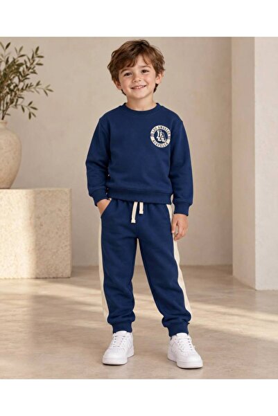 is kids wear Unisex Çocuk %100 Pamuk Fırçalı Kumaş Eşofman Takımı / Unisex Ço...