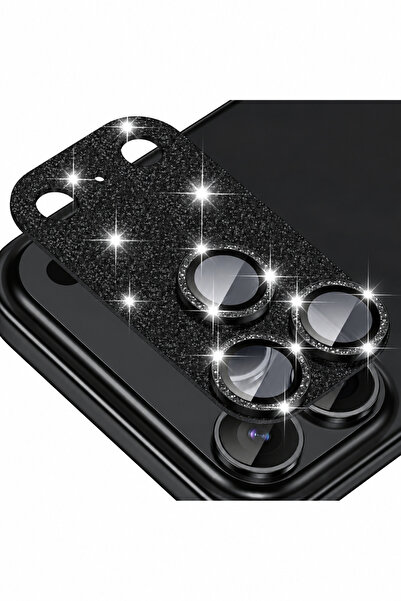 WANNA PROTECT iPhone 17 Pro / 18 Pro Uyumlu Kamera Lens Koruyucu Işıltılı Met...
