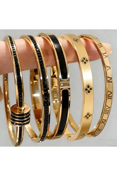 Choice Black Set ZAKOL 5/1pcs Sparkling Zirconia Inlaid Stainless Steel Brace...