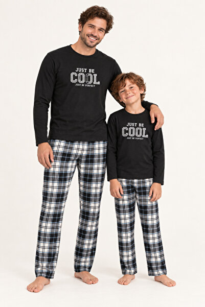 Baba Oğul Just Be Cool Baskılı Ekose Milan Pijama Takımı - Ayrı Ayrı Satılır