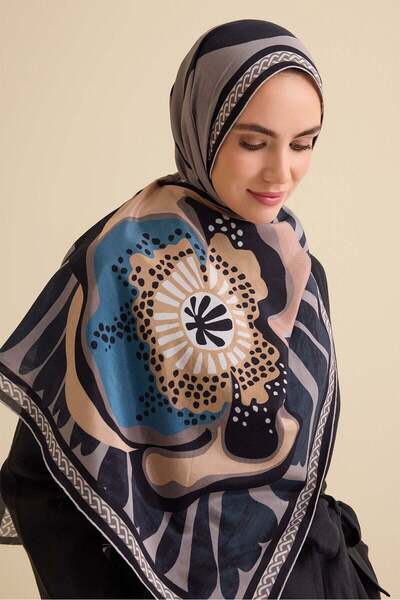 Imannoor Gelincik Gray Cotton Floss Shawl 72X212