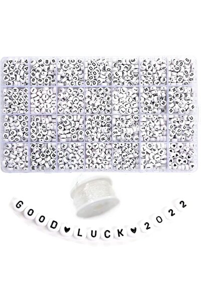 Sawanork 1400 PCS White Alphabet Letter Beads Set for Jewelry Bracelets Neckl...