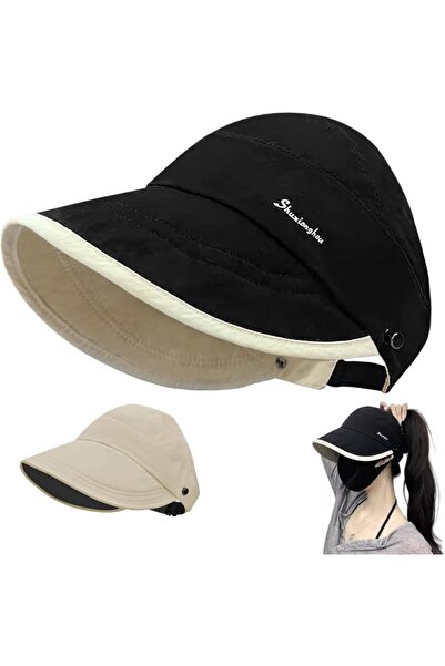 TERRIFI Women Visor Sun Hat, Wide Brim Ponytail Visor Hat, Packable Summer Su...