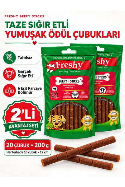 Freshy Beefy Sticks Taze Sığır Etli Tahılsız Yumuşak Köpek Ödül Maması 2’li A...