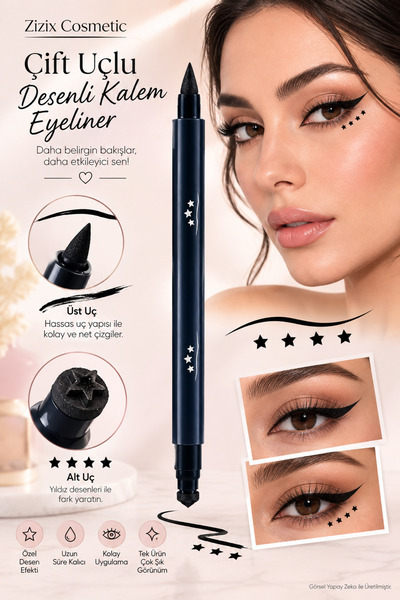 Çift Uçlu Desenli Eyeliner Damgalı Kalem Eyeliner Göz Makyajı