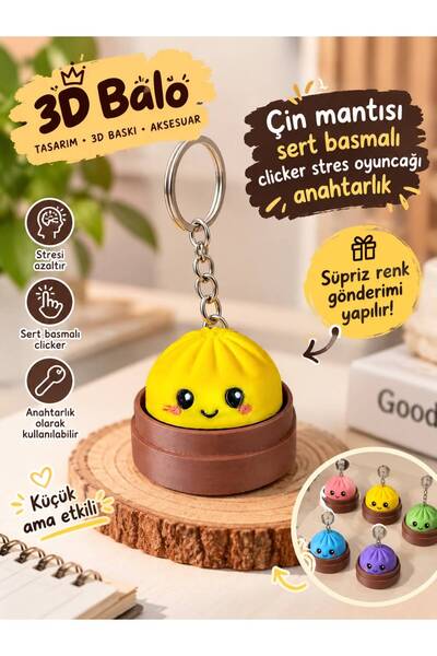 3DBALO Stres Azaltıcı Clicker Çin Mantısı Anahtarlık - Sürpriz Renkli Klavye Switchli Fidget Oyuncak