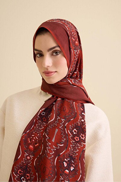 Imannoor Caglayan Red Cotton Floss Shawl 72X212