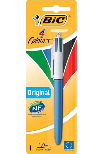 Bic قلم حبر جاف كلاسيكي بأربعة ألوان - رأس متوسط الحجم