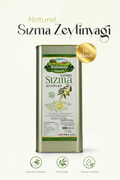 Eslemay zeytincilik Naturel Sızma Zeytinyağı 5L