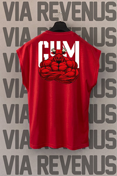 Vordevia Gym Fitness Bull Back Printed Zero Sleeve Crew Neck Sports Tshirt