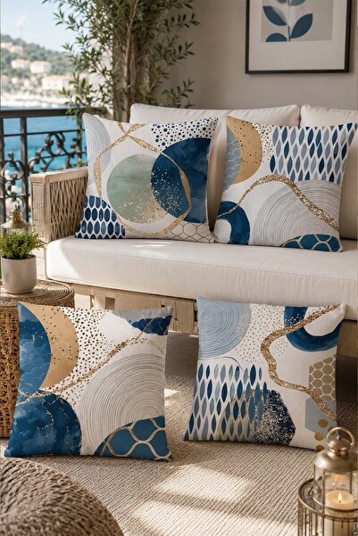 EVPANYA Abstract Circles Patterned 4-Piece Throw Pillow Cover Set