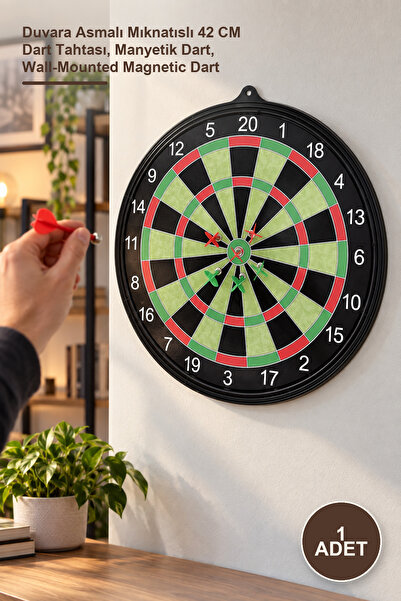 1 Adet Dart Oyunu – Duvara Asmalı Mıknatıslı 42 CM Dart Tahtası, Manyetik Dart, Wall-Mounted Magnetic Dart
