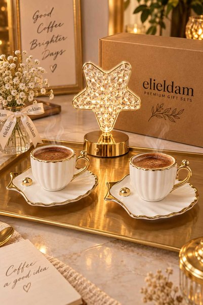 elieldam Lüks Gold Detaylı Kahve Köşesi Hediye Kutusu Yıldız Şekilli Kristal ...
