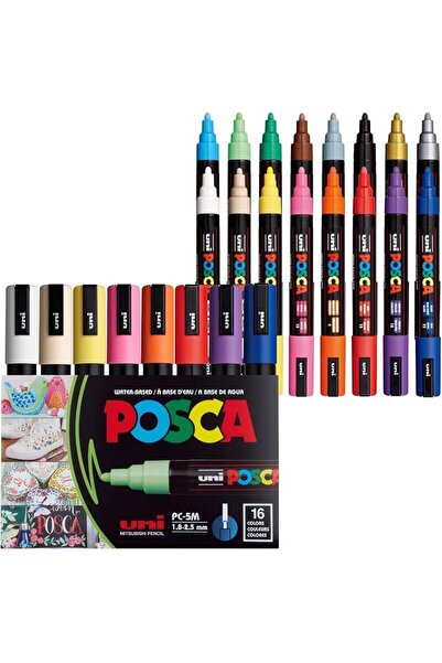 POSCA مجموعة أقلام طلاء أكريليك PXPC5M16A، متوسطة الحجم