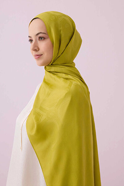 Imannoor شال جاكار سداسي الشكل بنقشة البقلاوة والخردل 70x200
