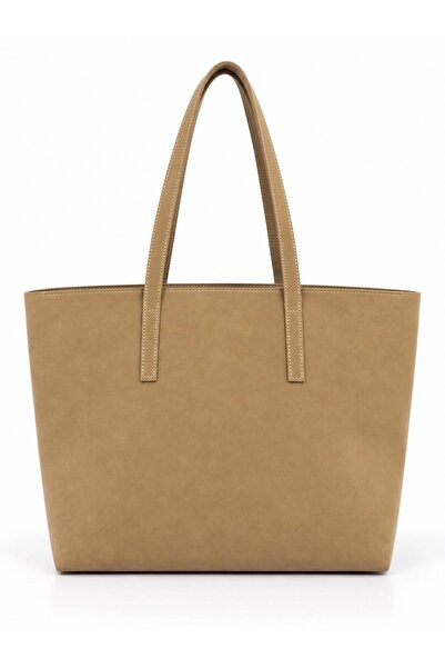Tecer Bag Kadın Fermuarlı Süet Shopper Omuz Çanta