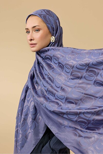 Imannoor Dama Pattern Indigo Naia Cotton Shawl 70X200