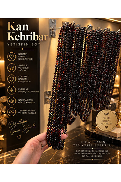 aslimucize Yetişkin kan kehribar kolye