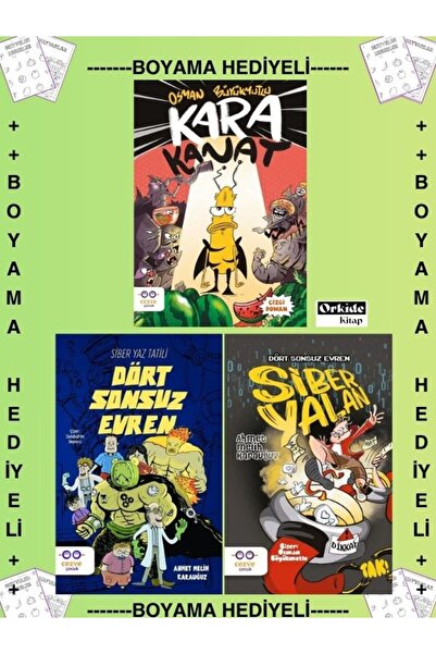 Cezve Kitap Boyamalı - Kara Kanat - Dört Sonsuz Evren Siber Yaz Tatili - Siber Yalan , Osman Büyükmutlu , Ahmet Melih Karauğuz