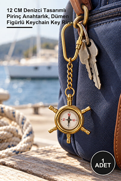 Yenilig 1 Piece Brass Rudder Keychain – 12 cm Sailor-Designed Brass Keychain ...