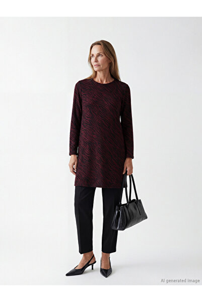 LC Waikiki Nevavm Lcw Grace Burgundy Combed Cotton Patterned Standard & Regul...