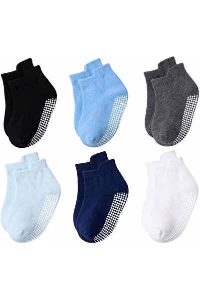 GENERAL 6 Pack Non Slip Toddler Baby Socks with Grips - Breathable soft Cotto...