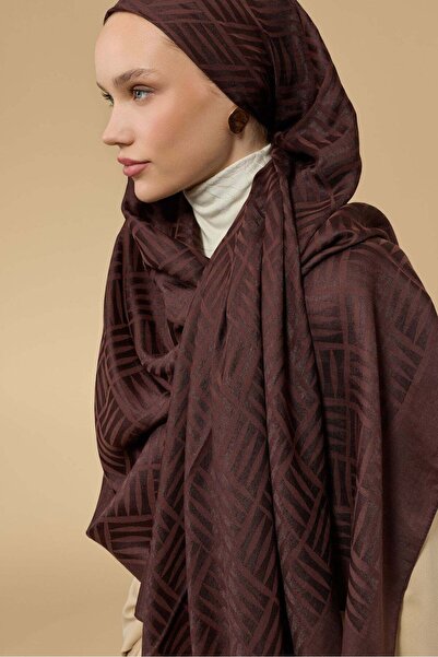 Imannoor İman Square Brown Naia Cotton Shawl 70X210