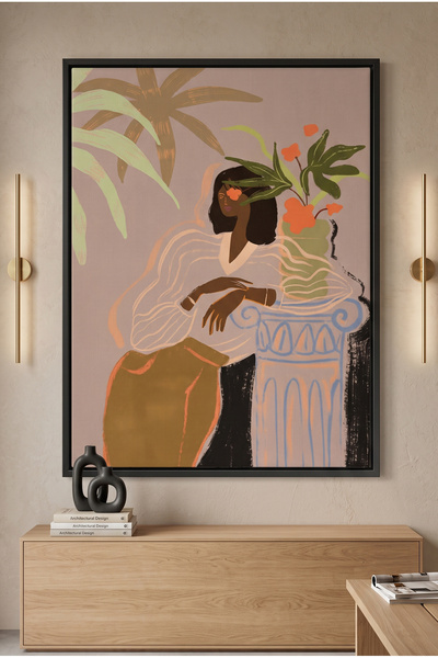Jasmine Art Muted Botanical Portrait Nature Wall Art | Portrait Framed Canvas...