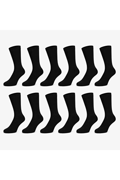 Şerife Hanım Women's Black Winter Thermal Long Socks 12-Pack |   Seamless Tow...