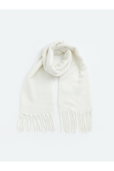 LC Waikiki Nevavm White Knitwear Plain Women's Scarf with a Difference