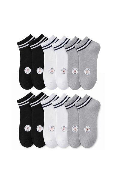 Şerife Hanım Unisex Striped Booties Socks 6-Pack |   85% Cotton Recycled Yarn...