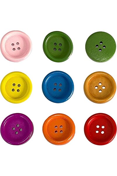 GENERAL 100 PCS Round Sewing Buttons,8 Colors Wooden Buttons 4 Hole Mixed Col...