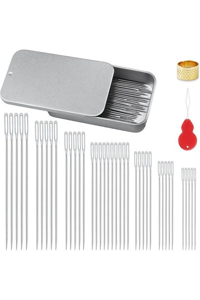 Generic 40Pcs Stainless Steel Sewing Needles Set, 7 Sizes Large Eye Sewing Sh...