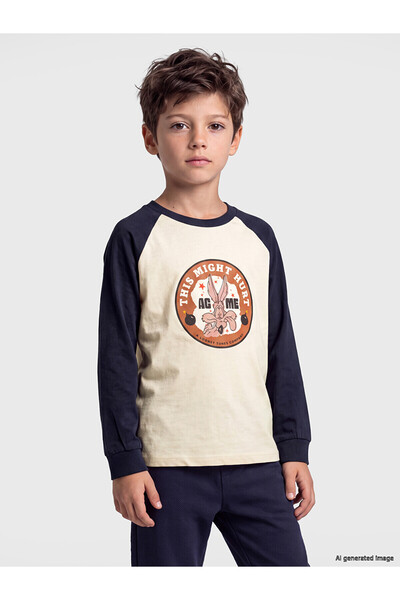 LC Waikiki Two Mt Shop Quality Lcw Kids Beige Combed Cotton Printed Loose & B...