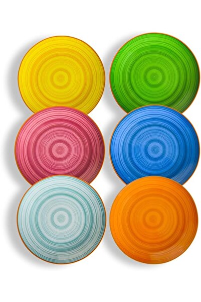 GENERAL Miicol Ceramic Salad Plates Set of 6, Colorful Appetizer Plates 20 cm