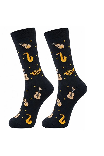 Şerife Hanım Women's Musical Instrument Patterned Socks 36-40 |   Cotton Seam...