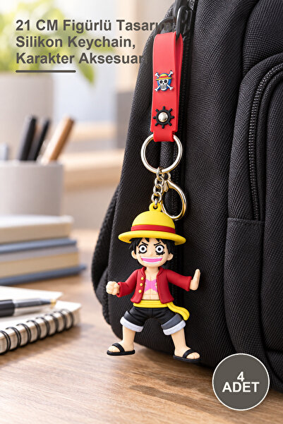 Yenilig 4 Pieces Luffy Silicone Keychain – 21 cm Figured Design, Silicone Key...