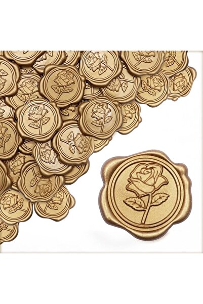 Tazweeq Self-Adhesive Gold Wax Seal Stickers, 30pcs Vintage Embossed Rose Gol...