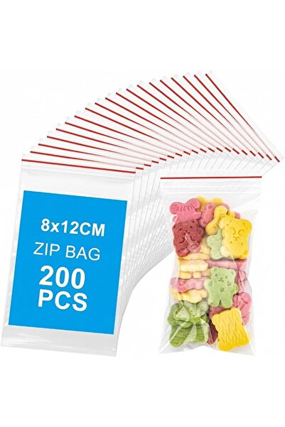 KASTWAVE 200Pcs Small Plastic Bags 8 x 12cm, Mini Zip Bags for Jewelry, Clear...