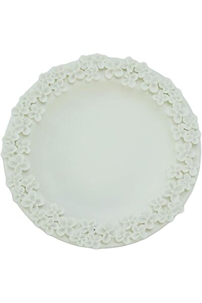 GENERAL Ceramic Dessert Flat Plate Salad Dish With Handmade Flower Dinnerware...