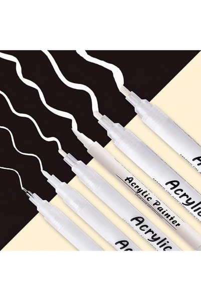 TERRIFI White Acrylic Paint Pens for Fabric and Art Projects, 6 Pieces Multi-...