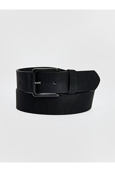 LC Waikiki Lcw Accessories Black Plain Men's Belt with Nevavm Difference