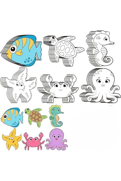 KASTWAVE 30 Sets Ocean Animal Crafts for Kids, Color Your Own Under The Sea M...