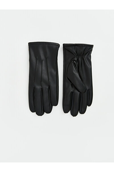 LC Waikiki Lcw Accessories Black Faux Leather Plain Men's Gloves with Nevavm ...