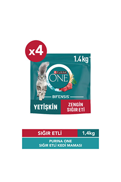 Purina One Sığır Etli Yetişkin Kedi Maması 4x1,4 Kg