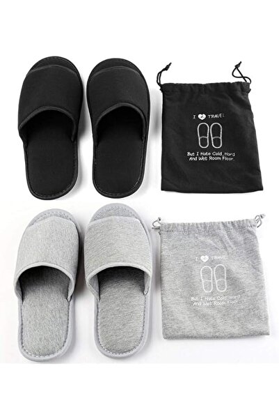 EXCEFORE 2 Pcs Portable Foldable Travel Slippers with Bag, Lightweight Reusab...