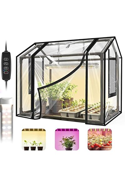 Generic Mini Greenhouse with Grow Light for Indoor, 60x40x50cm Tabletop Small...