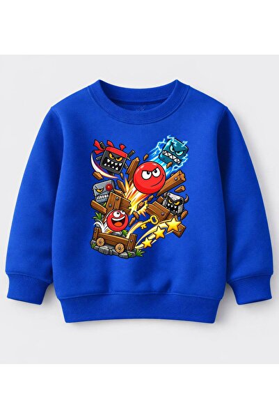 FND سويت شيرت للأطفال مطبوع عليه Red Top Red.ball Adventure باللون الأحمر